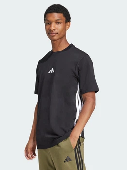 Футболка хлопковая длинная мужская Adidas Essentials 3-Stripes Single JD1906 XS Черная (4067905780358)
