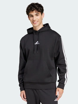 Худи утепленное оверсайз мужское Adidas Essentials 3-Stripes Fleece JE6297 XL Черное (4067905727322)