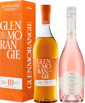 Виски Glenmorangie Original 10 лет выдержки 0.7 л 40% в подарочной упаковке + Вино игристое Celene Crémant Cuvée Noble Rosé Brut розовый брют 0.75 л 12% (5010494560282+3504300000786)