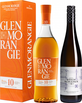 Виски Glenmorangie Original 10 лет выдержки 0.7 л 40% в подарочной упаковке + Вино STEIN SCHADEN Gelber Muskateller белое сухое 0.75 л 12.5% (5010494560282+9006097000610)