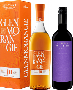 Виски Glenmorangie Original 10 лет выдержки 0.7 л 40% в подарочной упаковке + Вино IL CENTRO Primitivo красное сухое 0.75 л 13% (5010494560282+8033116408554)
