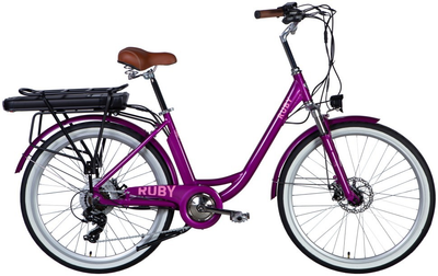 Велосипед з електроприводом 26" AL Dorozhnik eRUBY DD FR рама-17" 36B 17.5А*г 500Вт пурпуровий YS 7809 2025 (ELB-D-26-259)