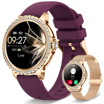 Смарт часы женские Smart Watch с звонками, уведомлениями, измерением давления и пульса, AMOLED-дисплей, 2 реме