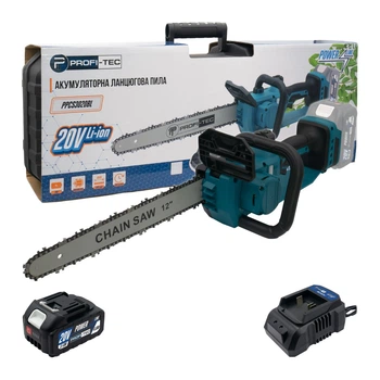 Акумуляторна ланцюгова пила PROFI-TEC 20V PPCS3020BL POWERLine (1 х PT2040MP (4.0Аг), зарядне BC20V, кейс) (006298)
