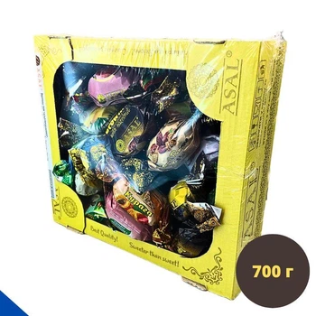 Конфеты Ассорти в коробке 700 г Вкусные Украинские Сладости с Сухофруктами и Орехами в шоколадной глазури Асал (Asal-MIX-700)