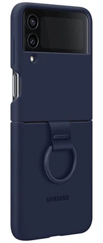 Чехол силиконовый с кольцом Silicone Cover with Ring для Samsung Galaxy Z Flip4/ Flip 4/Flip3 (F711/F721) Navy