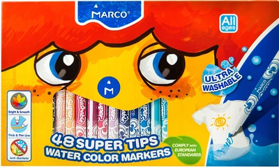 Набір фломастерів Ultra Washable 48 Super Tirs Water Color Markers 48 кольорів 1630-48CB 6951572915008