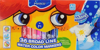 Набір фломастерів Ultra Washable 36 Broad Line Water Color Markers 36 кольорів 1632-36 Марко 6951572912533