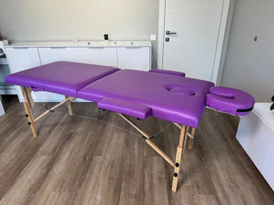 Массажный стол, кушетка Relax 2секции ширина 60см с подголовником и подлокотниками фиолетовый