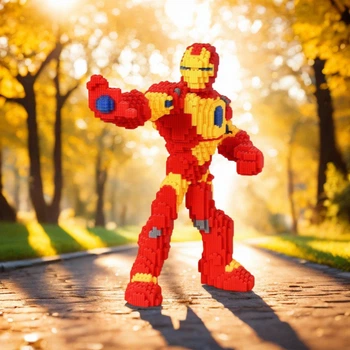Большой детский 3D конструктор из мини блоков Iron Man, блоки игрушка фигурка персонаж Железный Человек для мальчика, 3800 деталей, высота 45 см