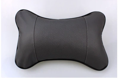 Подушка-підголовник в авто з екошкіри. Чорна, (B6-00333 black)