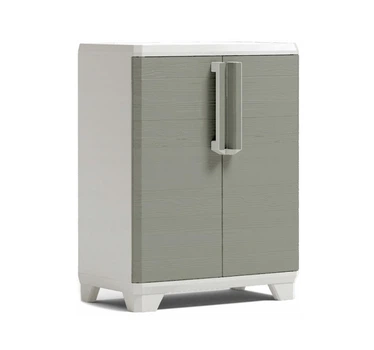 Низький шафа пластикова Keter/Kis Armadio Linear Wood 248101 сіро-біла