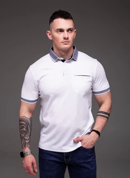 Мужская футболка поло Arma White белая 2360 8XL