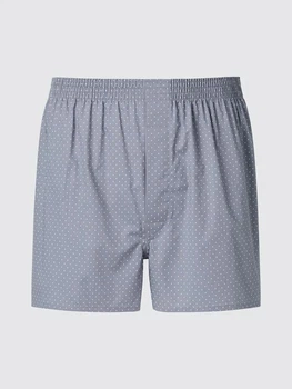 Мужские боксеры шорты Uniqlo Premium Cotton Woven Trunks (dotted) M серый 479490