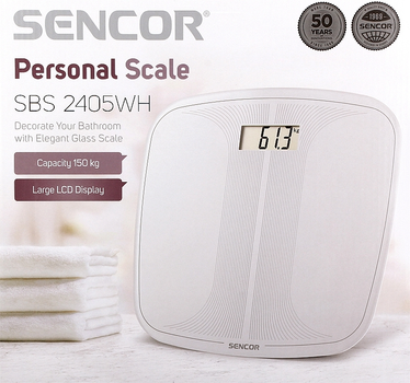 Весы напольные, белые - Sencor SBS 2405WH (1268840-27062596)