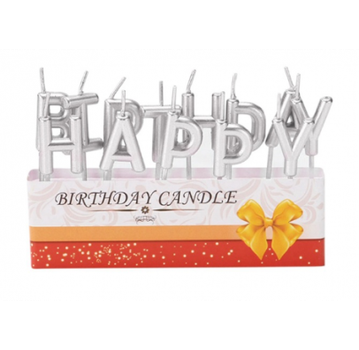 Свічка Happy birthday срібна 453185 868502
