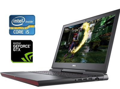 Игровой ноутбук Б-класс Dell Inspiron 15 Gaming 7567 / 15.6" (1920x1080) IPS / Intel Core i5-7300HQ (4 ядра по 2.5 - 3.5 GHz) / 16 GB DDR4 / 128 GB SSD + 1000 GB HDD / nVidia GeForce GTX 1050, 4 GB GDDR5, 128-bit / WebCam б/у