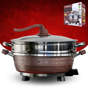 Электрическая кастрюля скороварка двойная 8л Hoffmans Electronics HM-3031 Кастрюля пароварка рисоварка 1500W