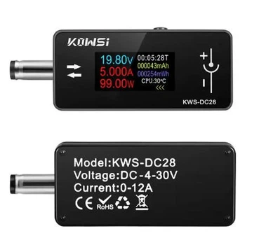 Тестер для вимірювання напруги, місткості, струму, часу 4-30 V 12 A (KWS-DC28) 5.5 х 2.1 mm