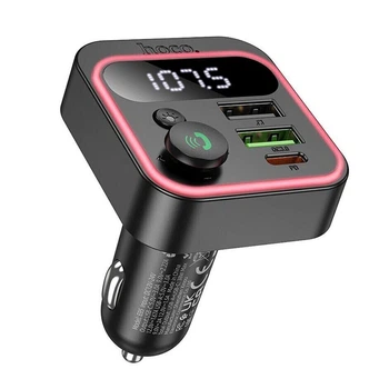 FM-трансмітер модулятор Hoco E85 Tiger (2USB/Type-C PD20W+QC3.0) Чорний
