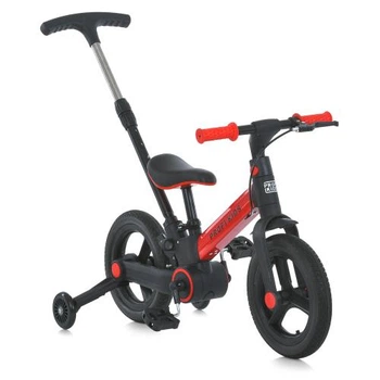 Дитячий велосипед велобіг PROFI KIDS 12 д.н. MB 1021-5, 4 в 1 з батьківською ручкою чорно-червоний
