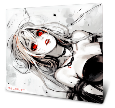Стеклянный коврик для мыши 490×420 мм Vampire kiss | Геймерская поверхность Selerity mp02vk Білий+Чорний 490×420 мм (999833)