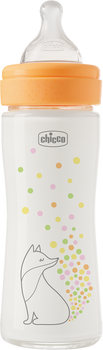 Пляшечка для годування скляна Chicco Perfect Easy з силіконовою соскою 0+ 240 мл помаранчева (20252.10)