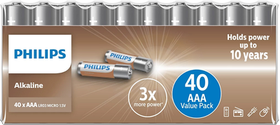 Baterie Philips Alkaline AAA 1.5V 40 szt. (LR03A40F-10)