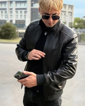 Чоловіча шкіряна куртка-бомбер Legessy A928-IZROL65ZI, Розмір 3XL