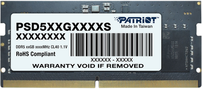 Оперативна пам'ять Patriot SO-DIMM DDR5-4800 32768MB PC5-38400 (7D5A48BC80K00200PT)
