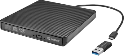 Zewnętrzny napęd optyczny Sandberg USB-C/A DVD Drive (5705730136627)