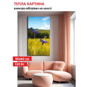 Картина-обогреватель "Васильки в поле" на холсте Monocrystal 90x60 см 320 Вт