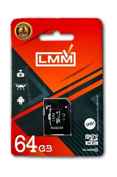 Карта памяти microSDHC 64 ГБ LMM класс 10 UHS-I для смартфона и камеры 64GBSD10U1-01
