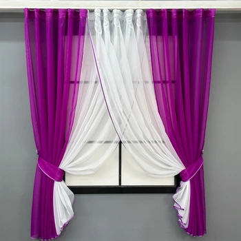 Кухонные шторки (400х170см.) с подвязками. Цвет фуксия с белым. Код 096к 52-1204