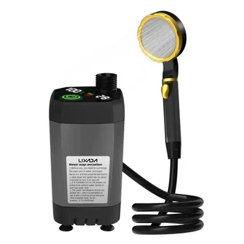 Портативный душ на аккумуляторе Lixada 6000 mAh Переносной Мини Душ с дисплеем для туризма кемпинга Аккумуляторный Серый