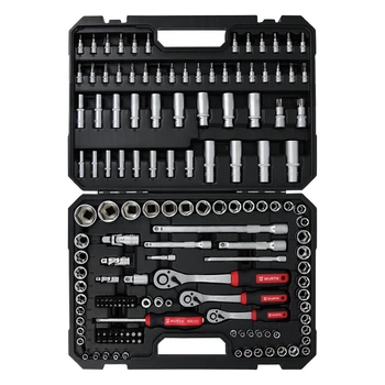 Набір інструментів з тріскачками WURTH REDSTRIPE 1/4" + 3/8" + 1/2" в кейсі 154 предмети (5763100154)