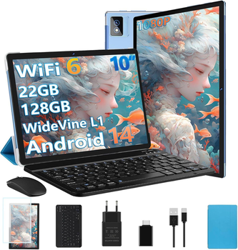 Планшет 10.1" Biegedy B29 6+16/128Gb / 8 ядер / Android 14 /8000 mAh / Чорно-блакитний (101978220) - Уцінка