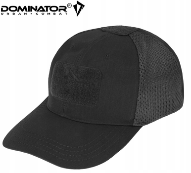 Бейсболка с липучками Dominator универсальная черная кепка с вентиляцией рип-стоп унисекс
