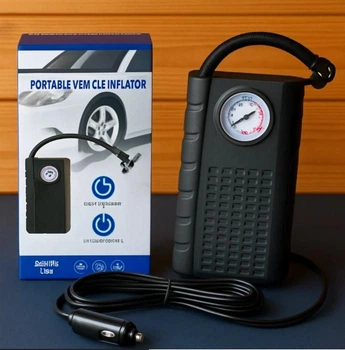 Портативный автомобильный насос компрессор Portable Vehicle Inflator 4184 от прикуривателя 12V с манометром 130W