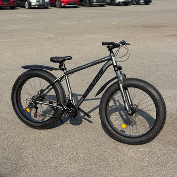 Фетбайк алюминиевый 26/4.0 Kayot с амортизатором, внедорожник велосипед Shimano широкие колеса черно-серый