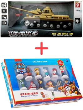Набор Игрушка Maya Toys Танк на радиоуправлении Желтый + Фигурки-штампы Щенячий Патруль Делюкс 12 шт (4812501166255-2_1)