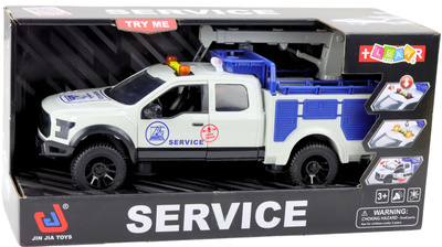 Samochód serwisowy Lean Toys z dźwigiem ze światłami i dźwiękami Biały 1:12 (21490) (5905991038863)