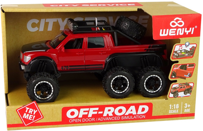 Autko terenowe Lean Toys z napędem frykcyjnym i dużymi kołami 1:16 Czerwone (15392) (5905515357692)