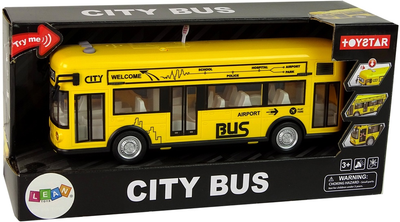 Autobus miejski Lean Toys z napędem frykcyjnym 1:18 Żółty (15478) (5905515358569)