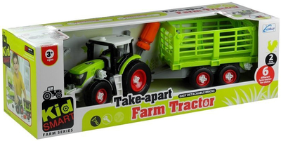 Traktor Lean Toys z otwieraną przyczepą 43 cm Zielony (3553) (5902808156536)