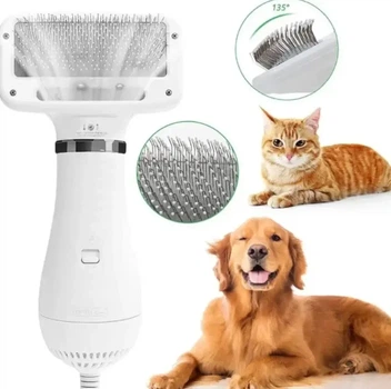 Фен гребінець для тварин Pet Grooming Dryer щітка для вичісування вовни з функцією сушіння