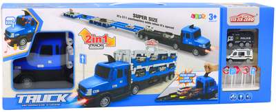 Laweta Lean Toys Lora zmieniana w tor wyścigowy 2 w 1 ze światłami dźwiękami znakami i autkami Niebieska (18671) (5905991018230)