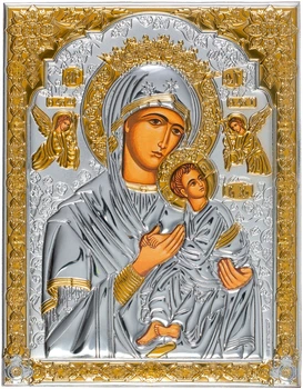 Ікона срібна Ekklesia Неустанної Помочі(Страсна) Богородиця (10x12,6 см.) (6788/2)