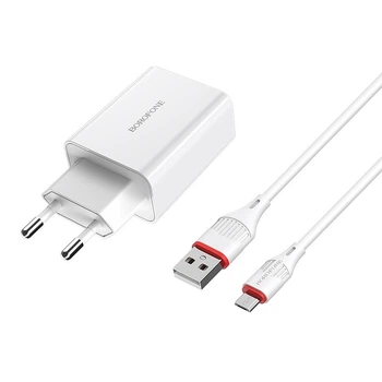 Зарядное устройство Borofone BA21A Micro QC 3.0A 18W White