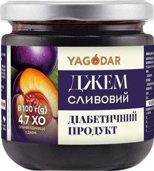 Джем для діабетиків Yagodar сливовий без цукру на пектині 210 г (2595574571)